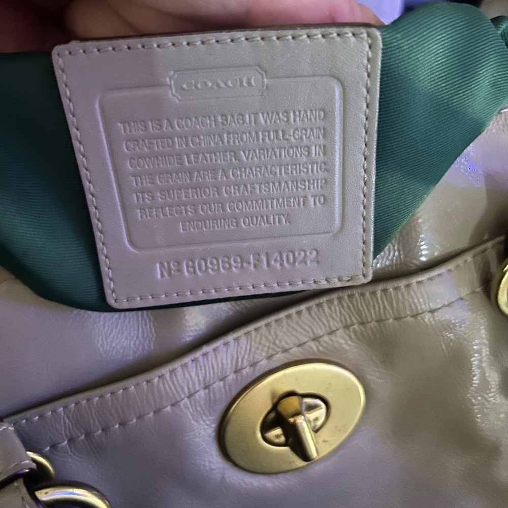 Coach Tan Leather Tote with Gold Accents - Picture 9 of 13